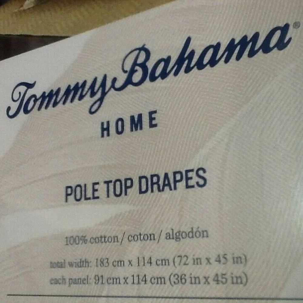 2-panel new Tommy Bahama PALMIERS Window Curtains in Unopened Retail Package